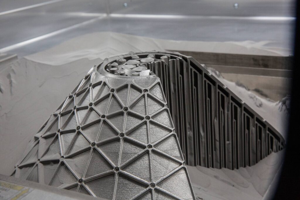 Additively manufactured oxygen hydrogen micromixer. Image courtesy of Shell.