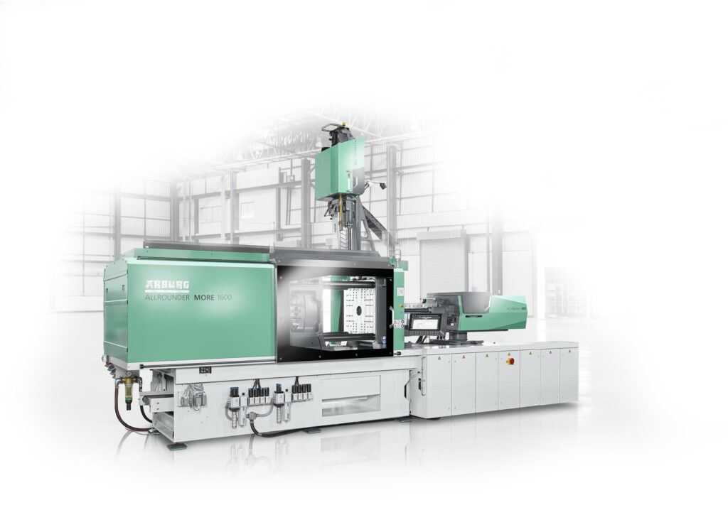 At Interplas 2023, an Allrounder More 1600 with a clamping force of 1,600 kN will be producing Luer connectors from PP and TPE. The multi-component machine can be flexibly automated with linear and multi-axis robots.